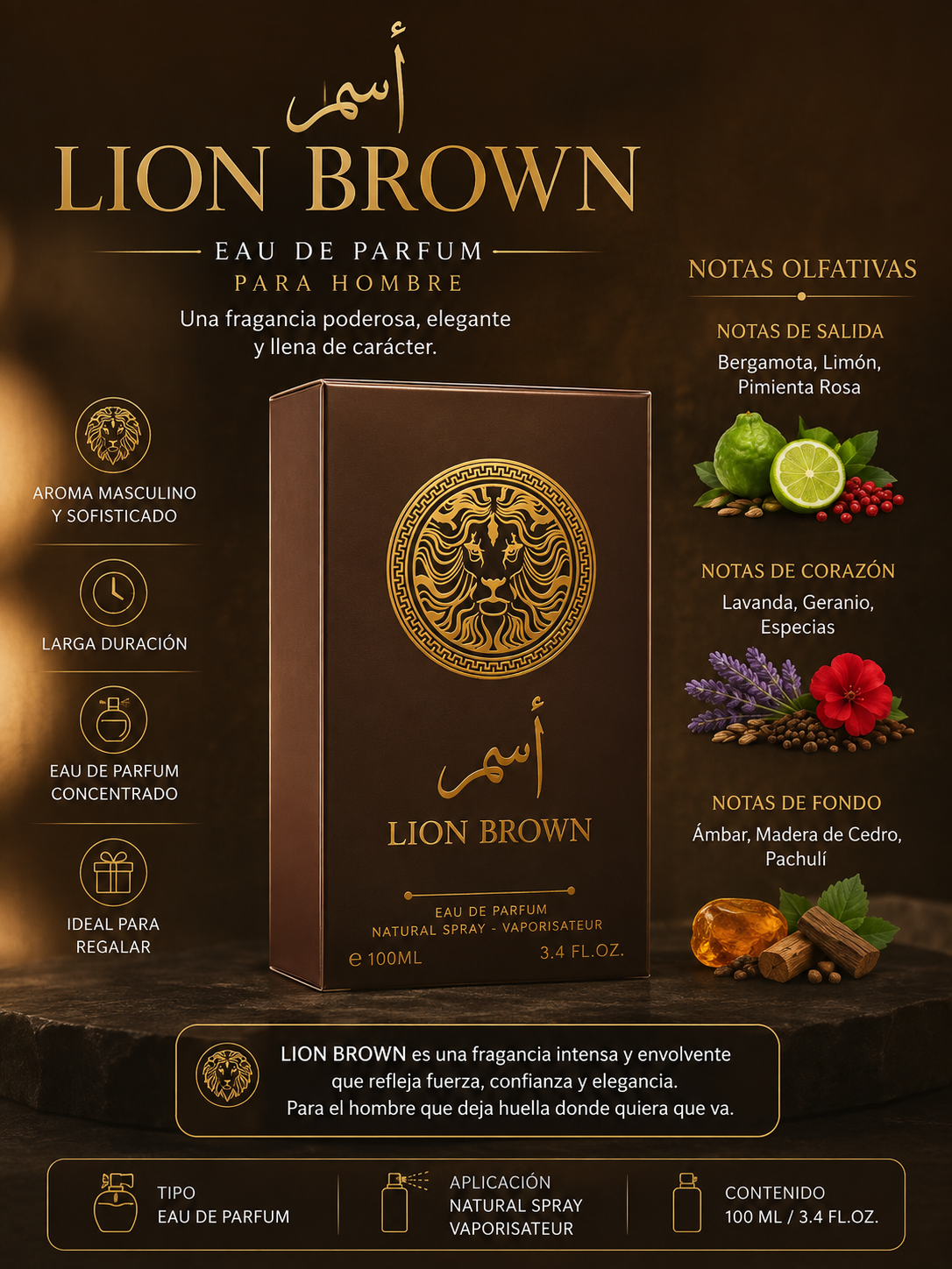 Lion Brown – Eau de Parfum para Hombre 100 ml