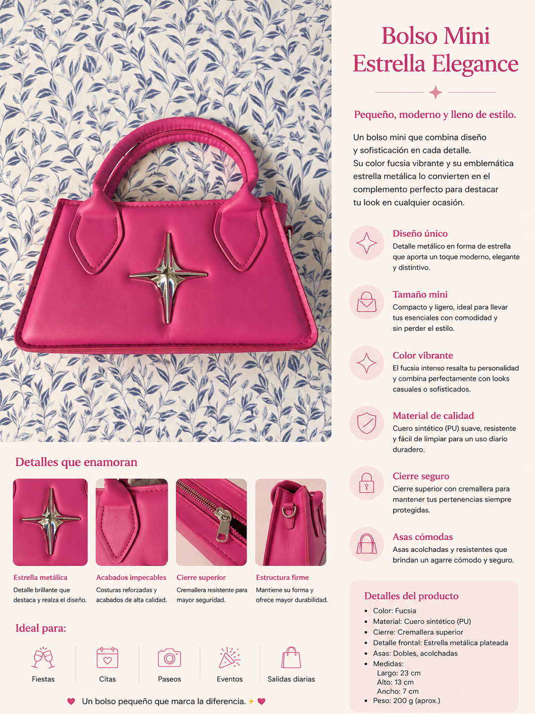 Bolso Mini Estrella Elegance Fucsia