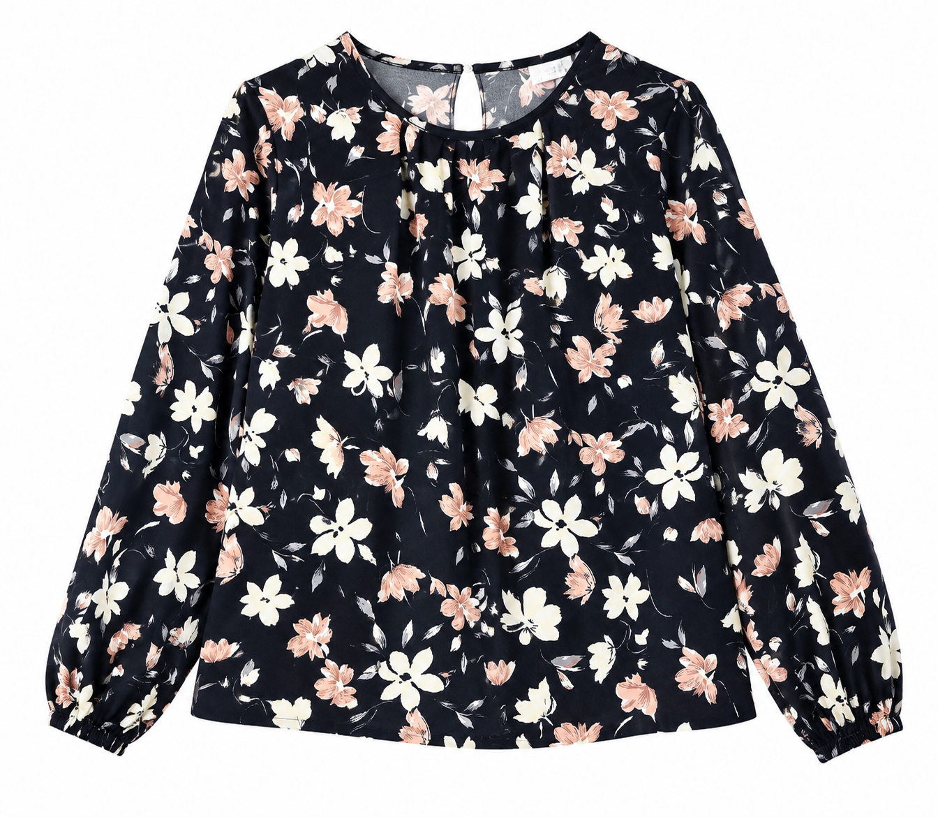 Blusa Floral Elegante de Manga Larga para Mujer