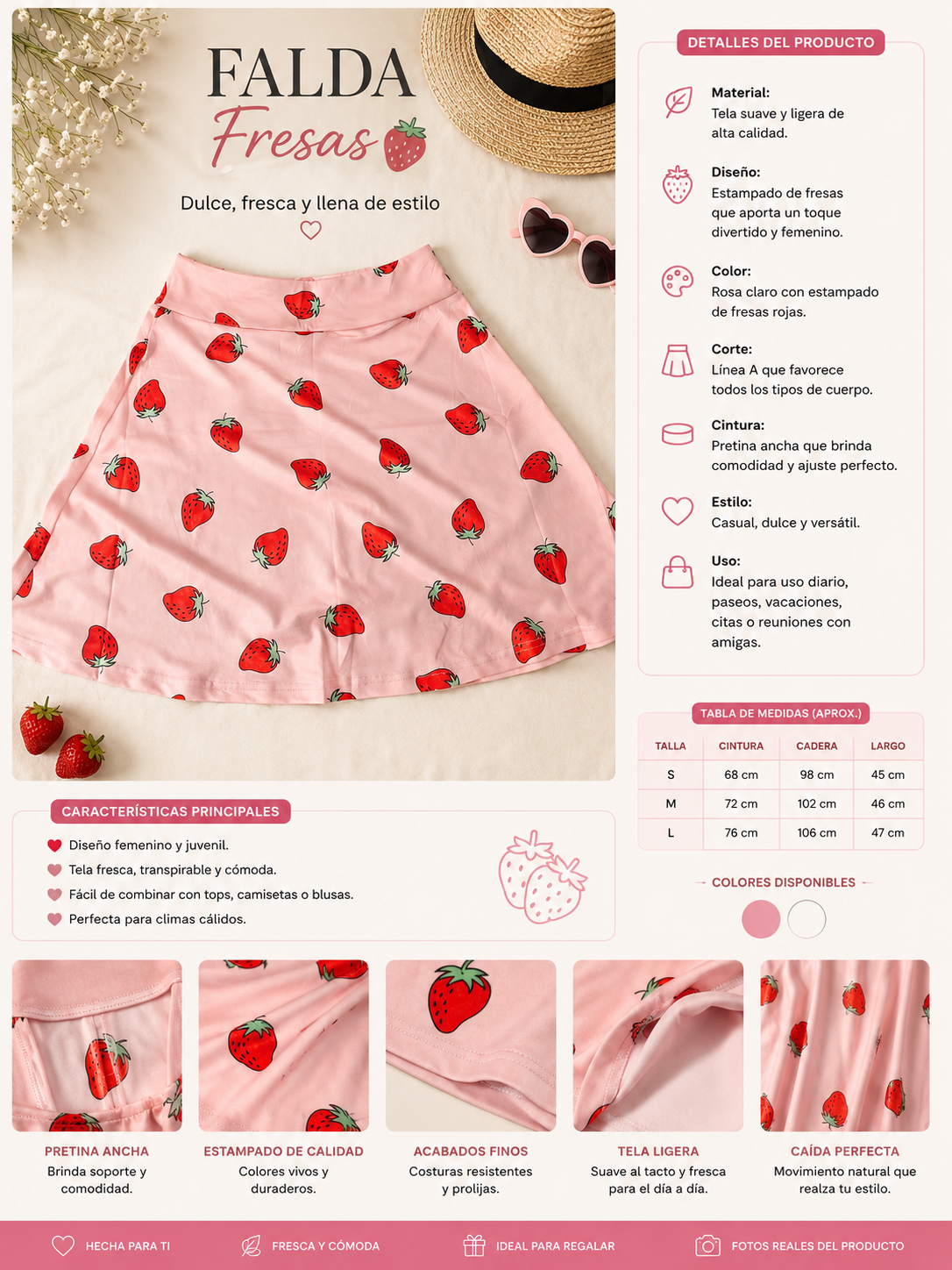 Falda Estampada de Fresas para Mujer 🍓