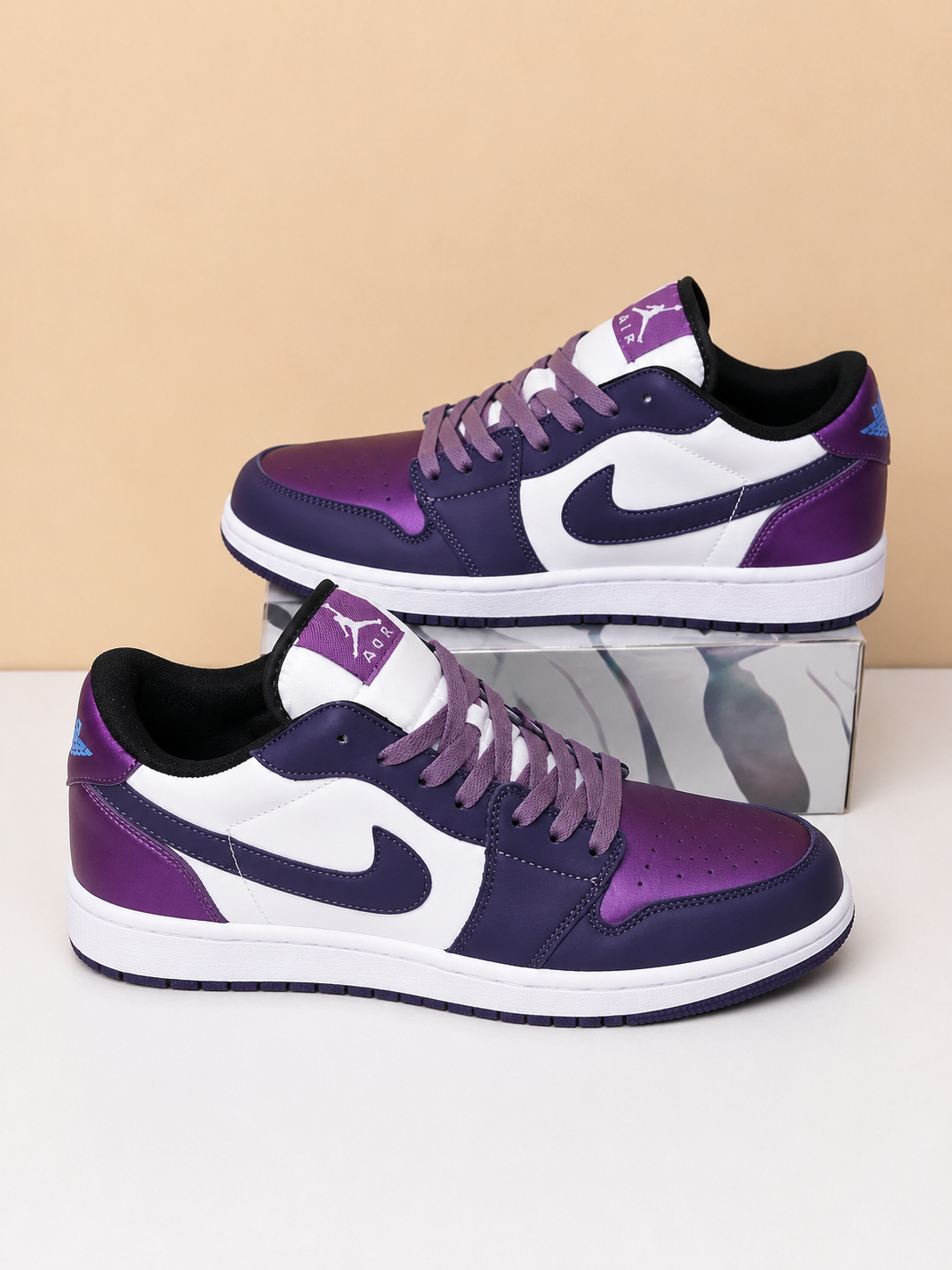Nike Air Jordan 1 Low Morado/Blanco – Edición Urbana Premium ✨👟