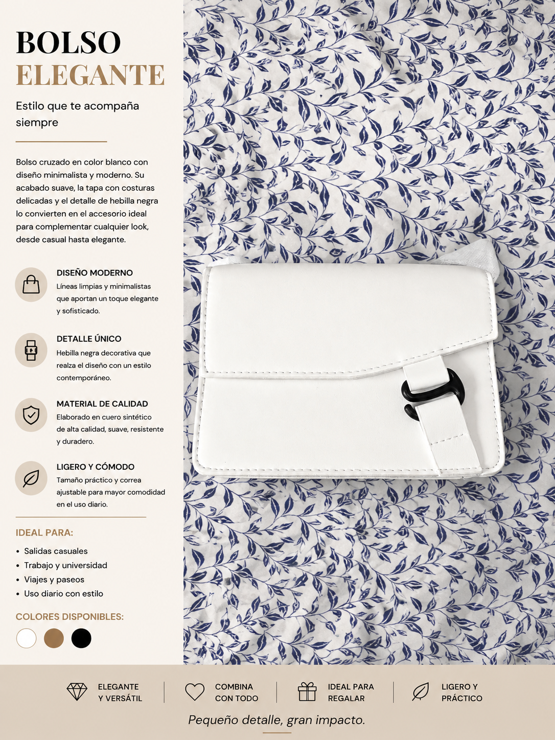 Bolso Bandolera Elegante Blanco