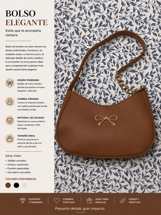 Bolso de Hombro Elegante Beige
