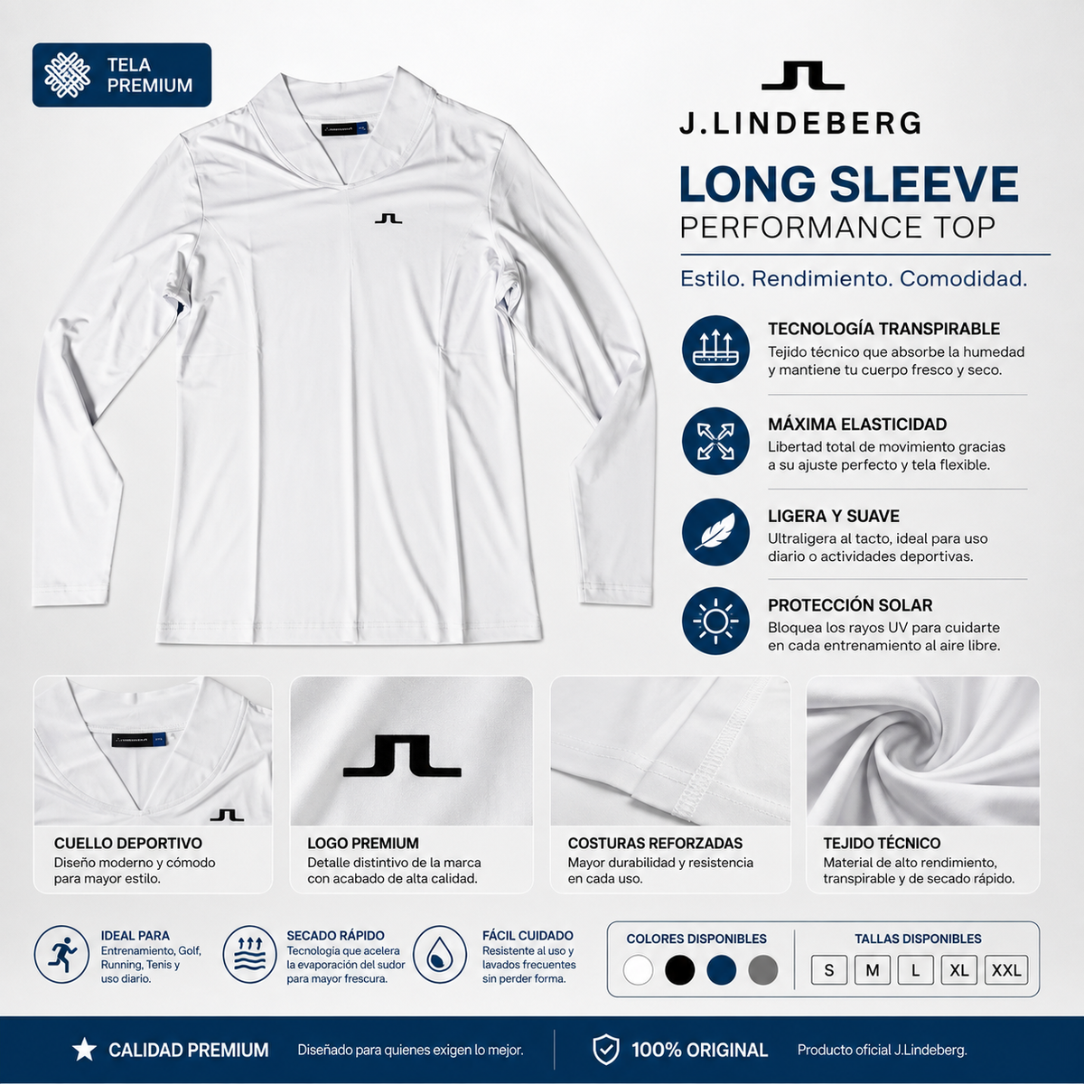Camiseta Deportiva de Manga Larga – Blanca