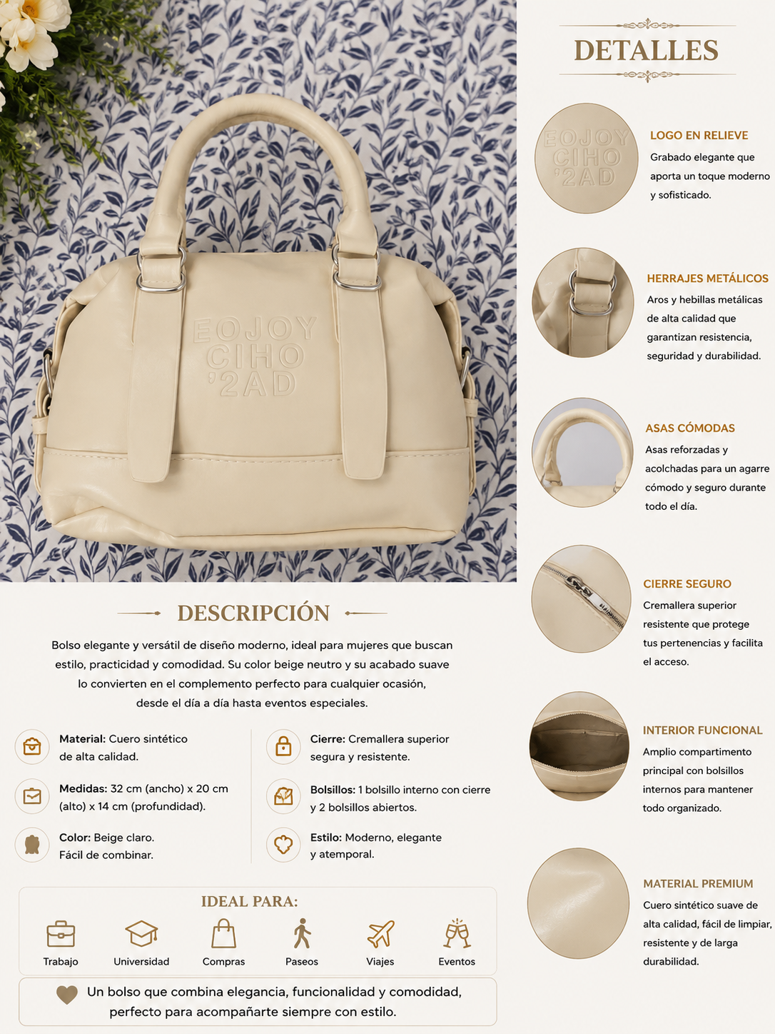 Bolso Beige Elegance Premium