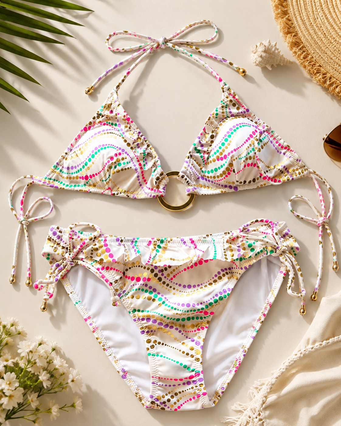 Bikini de Dos Piezas para Mujer con Estampado Multicolor