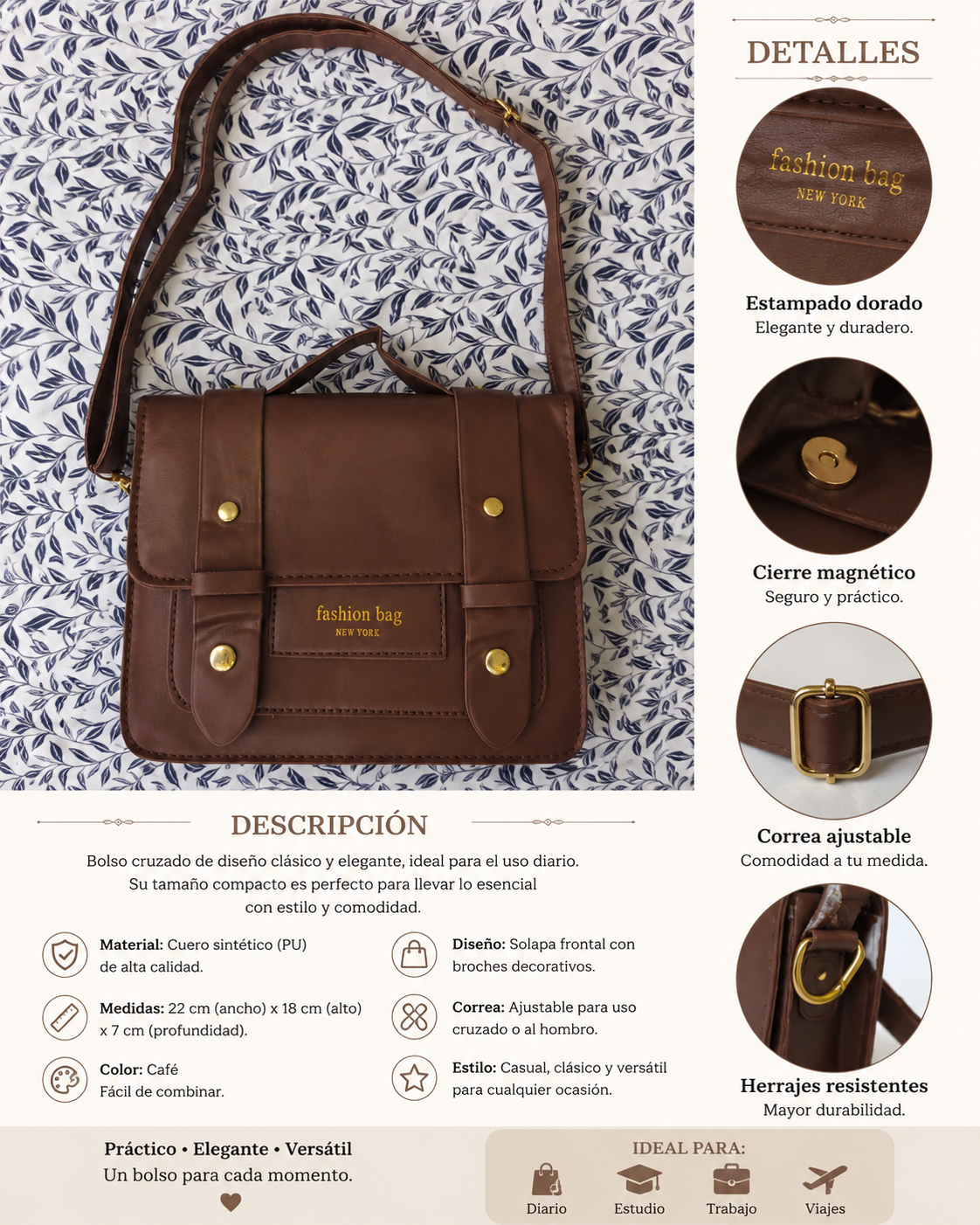 Bolso Vintage Marrón de Doble Uso – Elegancia Atemporal