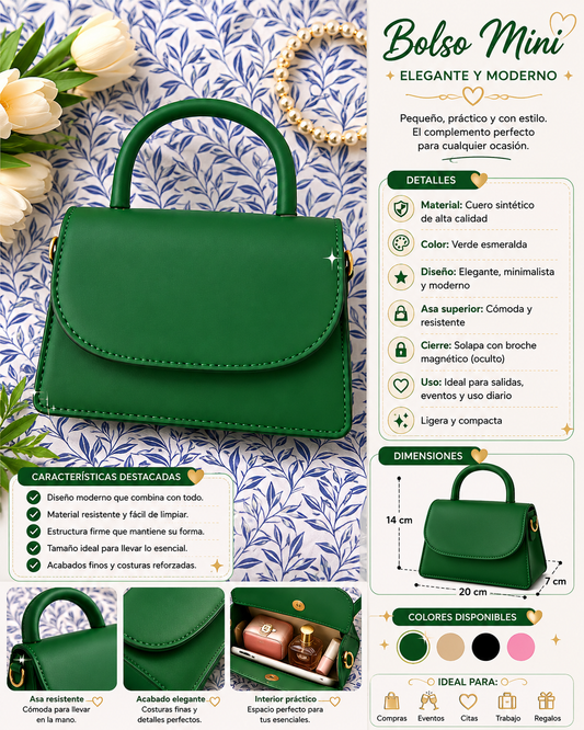 Mini Bolso Verde Esmeralda para Mujer