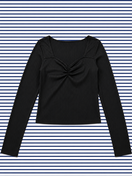 Blusa Elegante Manga Larga Negra