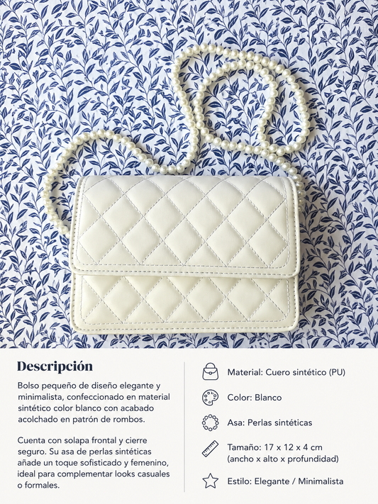 Bolso Acolchado con Asa de Perlas – Elegancia y Sofisticación