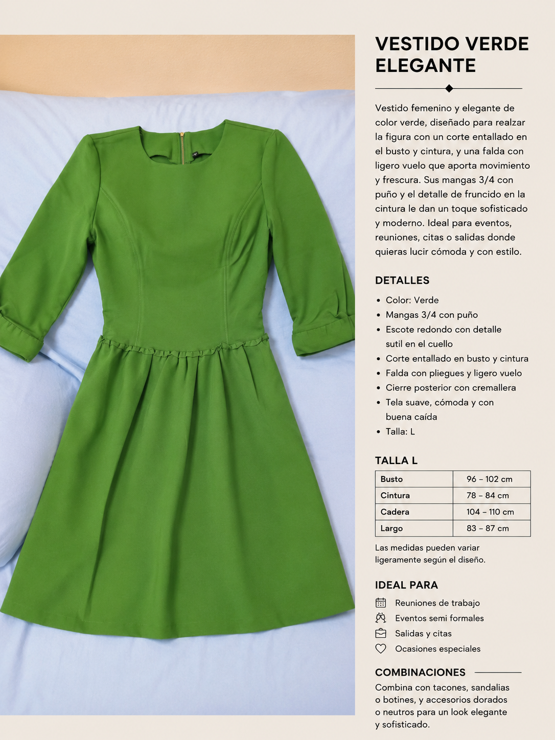 Vestido verde elegante y femenino,