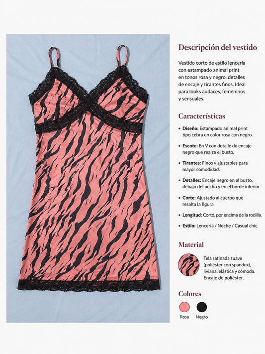 Vestido corto de estilo lencería con estampado