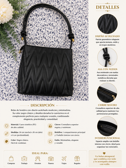 Bolso Negro Acolchado Elegance