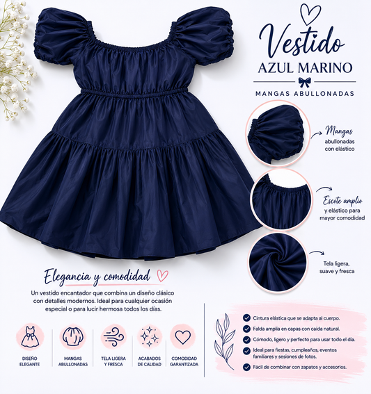 Hermoso vestido estilo romántico en color negro