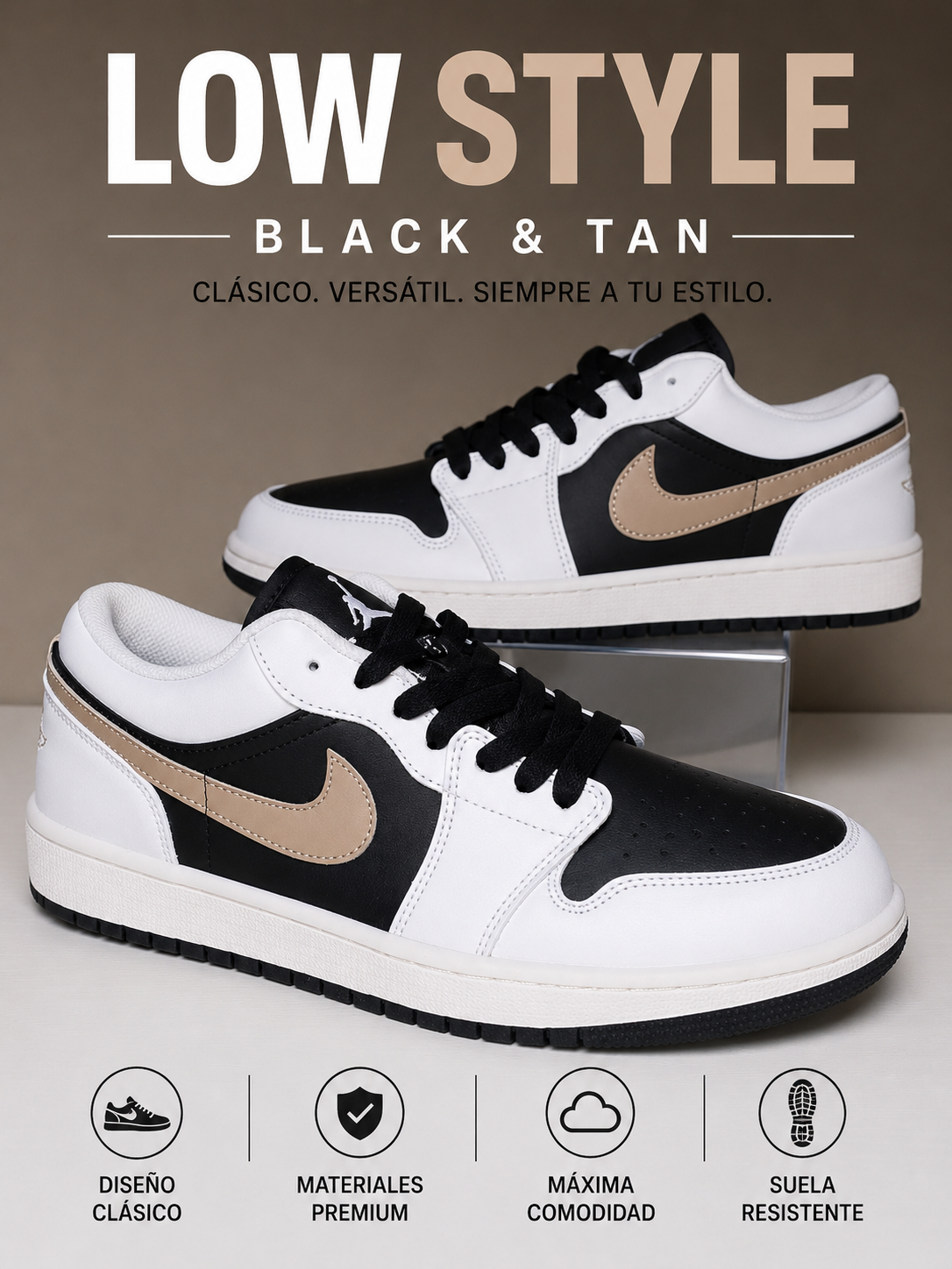 Low Style Black & Tan Sneaker 🖤👟
