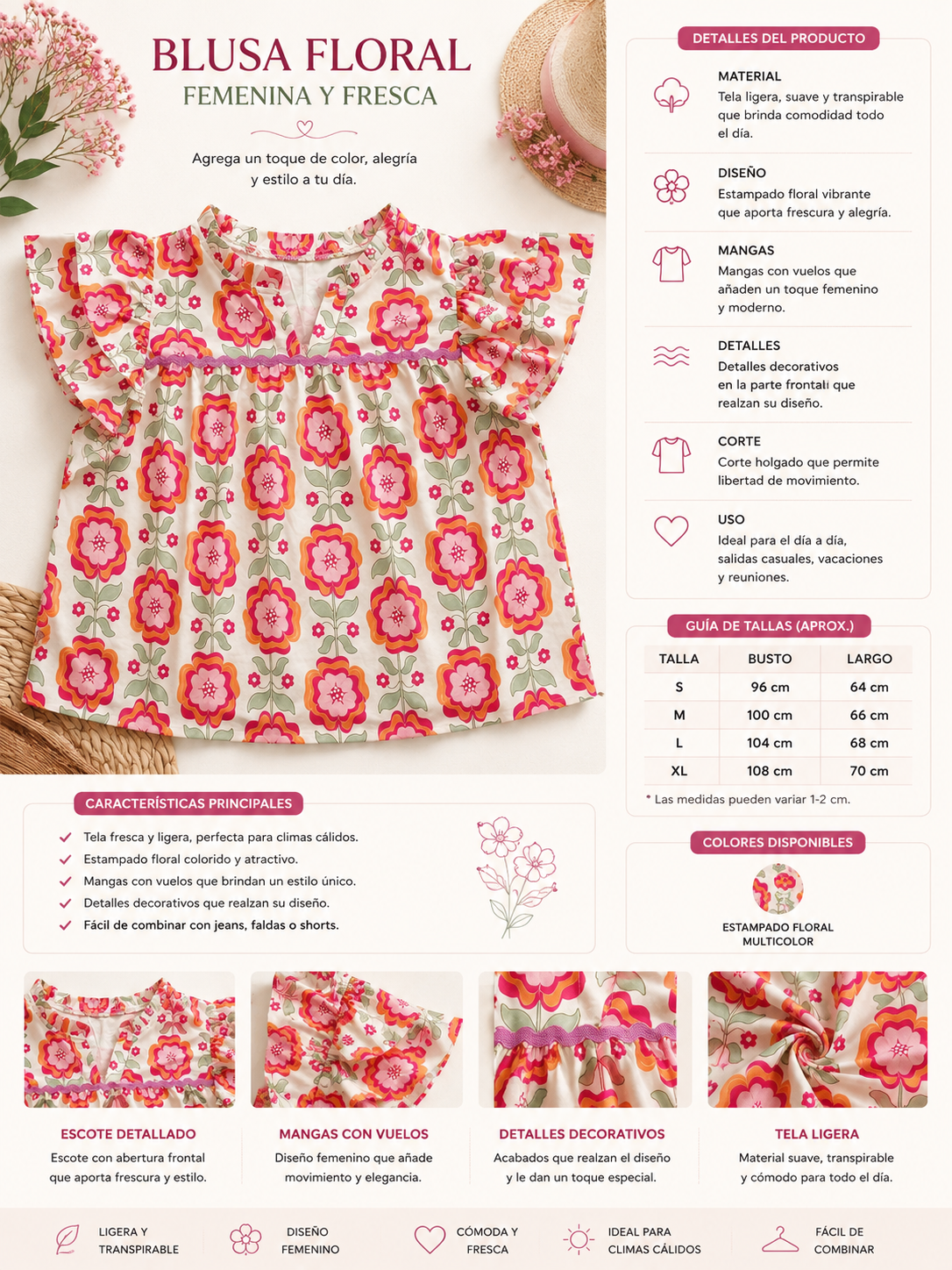 Blusa Floral Multicolor para Mujer 🌸