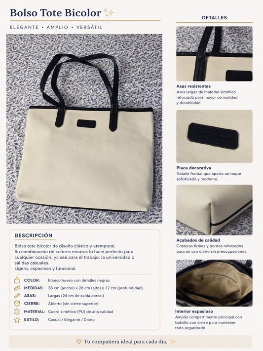 Bolso Tote Bicolor Elegante para Mujer