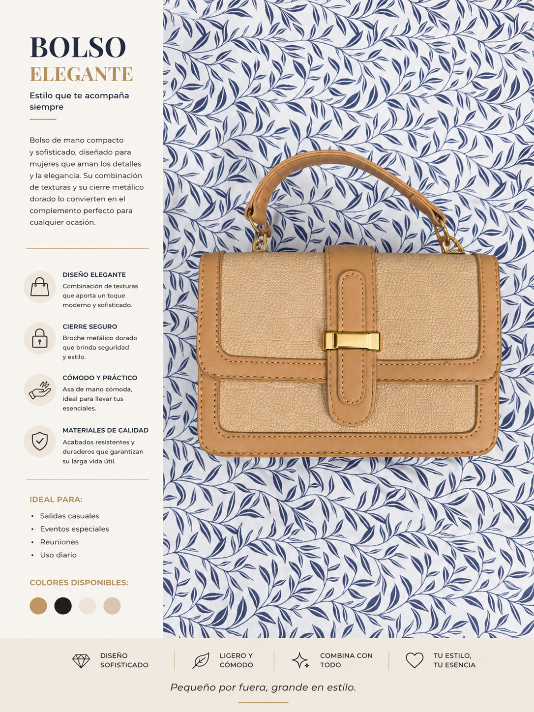 Bolso de Mano Elegante Beige