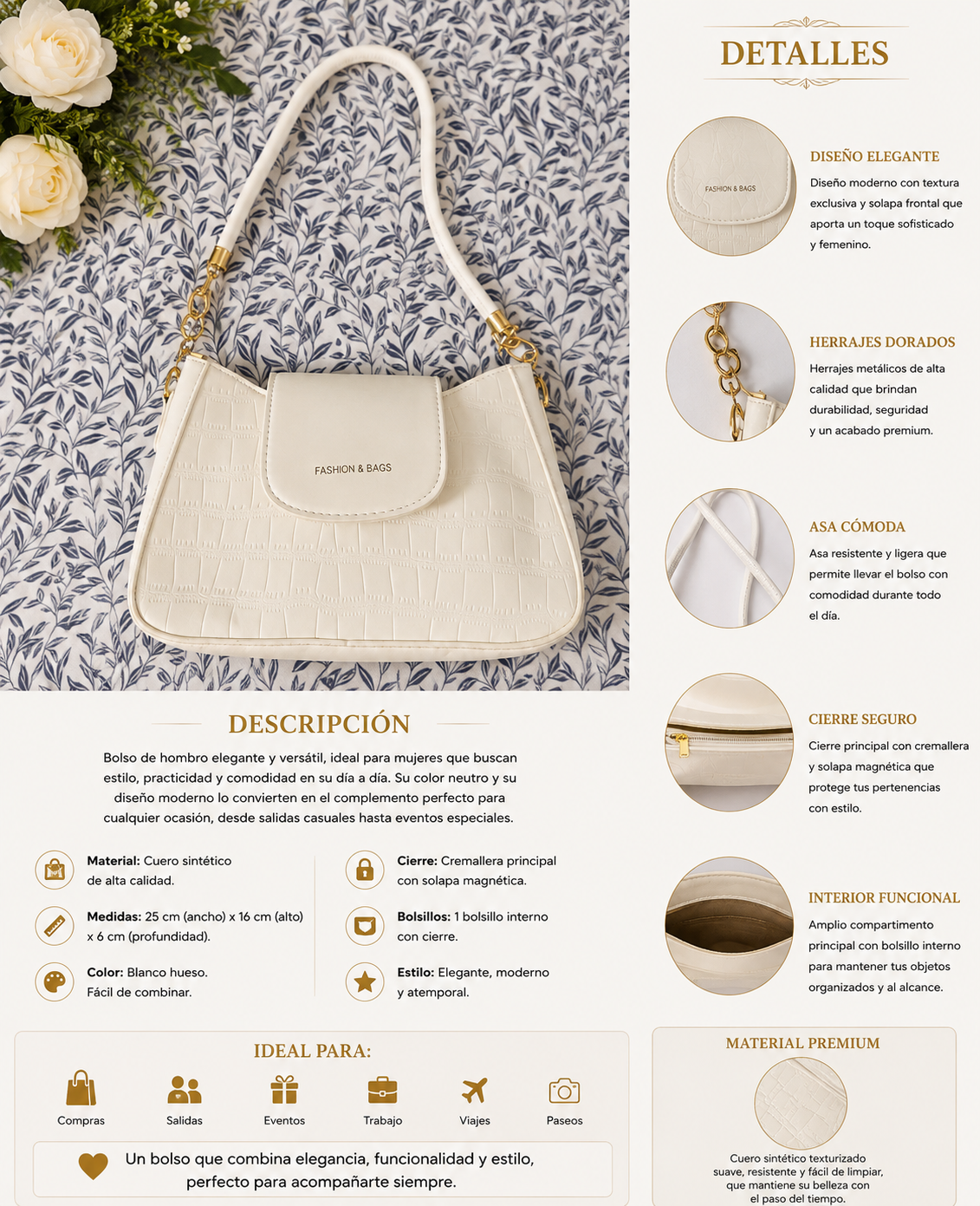 Bolso Blanco Elegance Texturizado