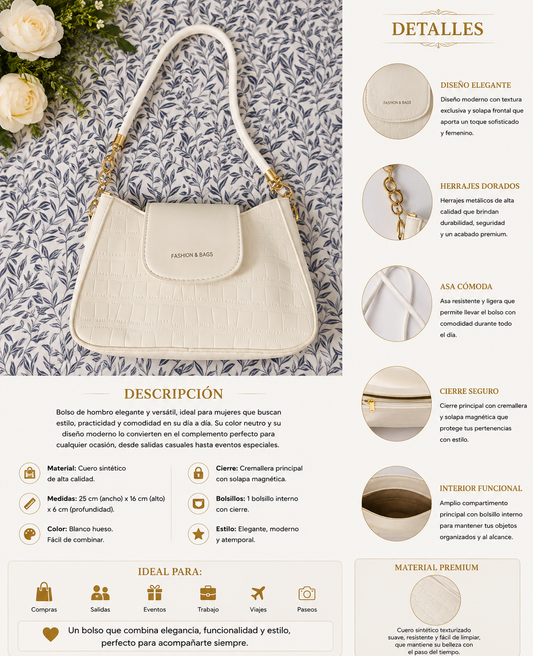 Bolso Blanco Elegance Texturizado