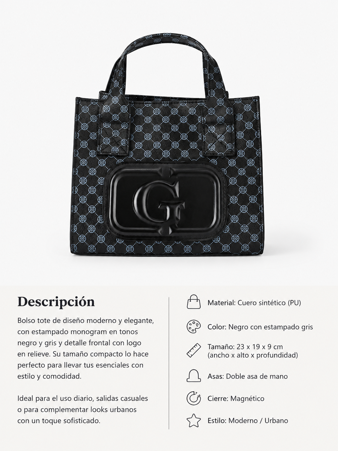 Bolso Tote Negro Elegante para Mujer