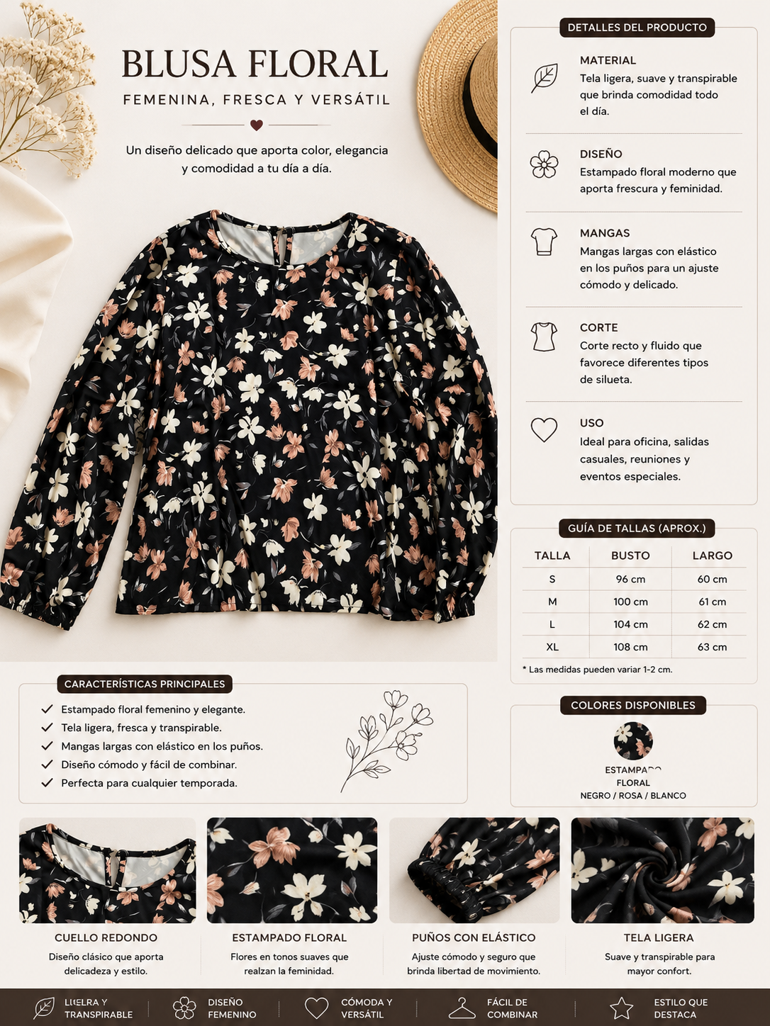 Blusa Floral Elegante para Mujer