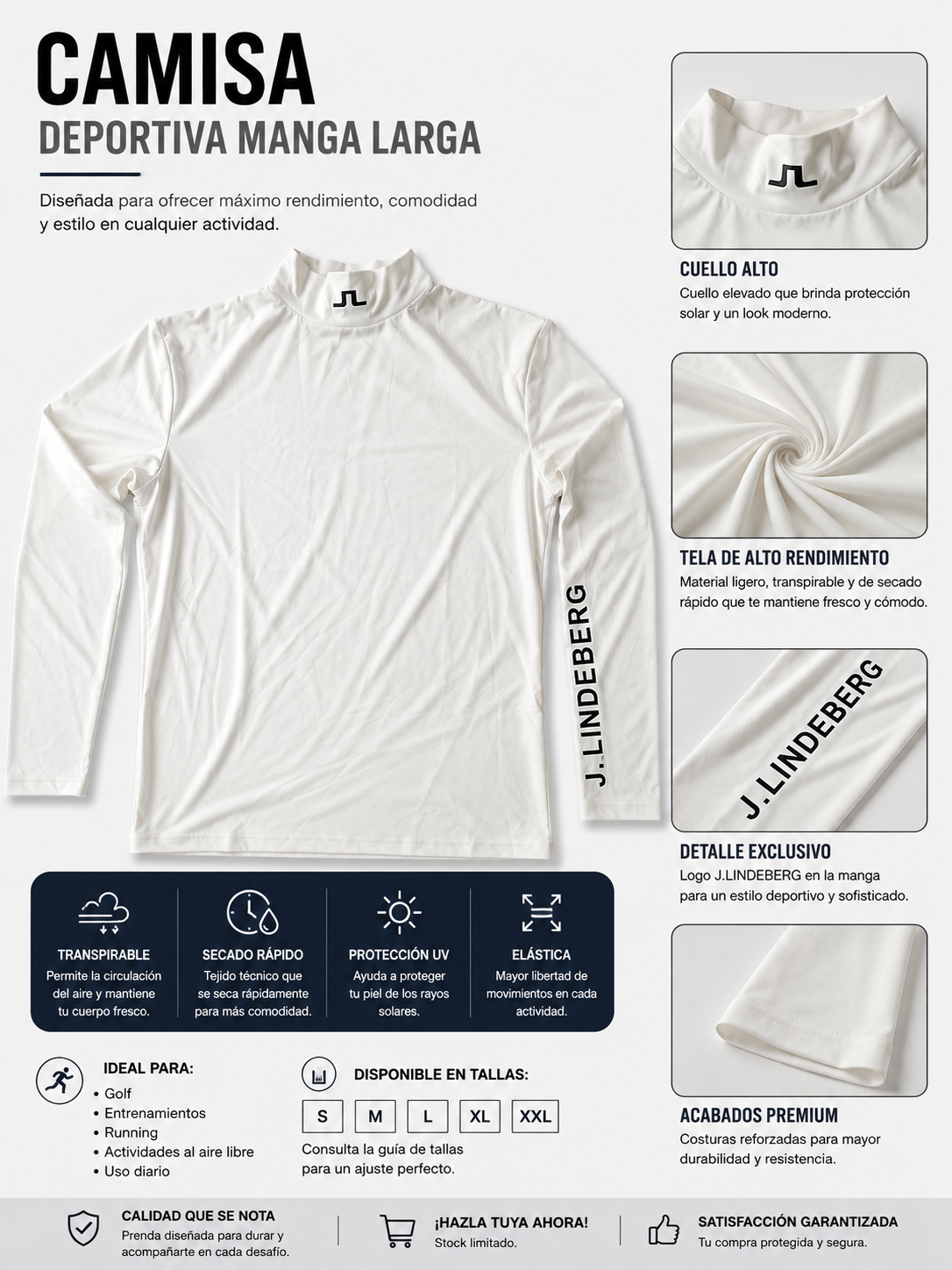 Camisa Deportiva J.Lindeberg de Manga Larga